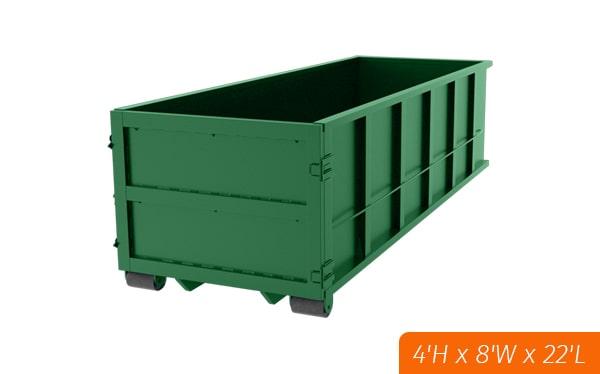 you can rent 20 yard dumpsters for a duration of 7-10 days typically